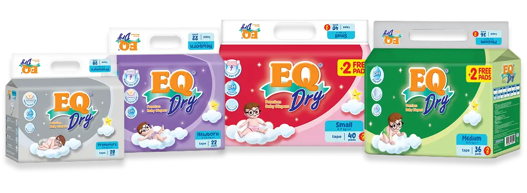 EQ newborn and infant diaper products