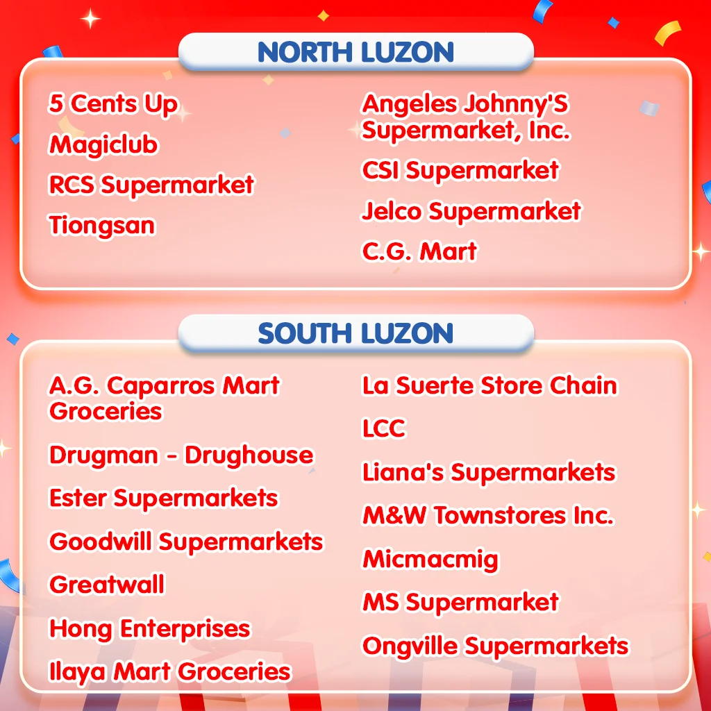EQtinue raffle promo participating outlets in North and South Luzon